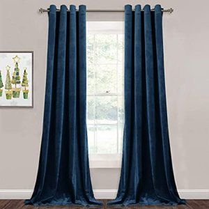 Black Out Eyelet SOFT VELVET Curtains(Set of 2)